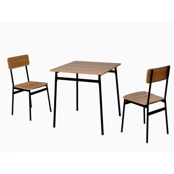 Set De Mesa 70x70x75cm Y 2 Sillas Con Patas Negras 42x45x84cm 70x70x76 Cm Color: Negro