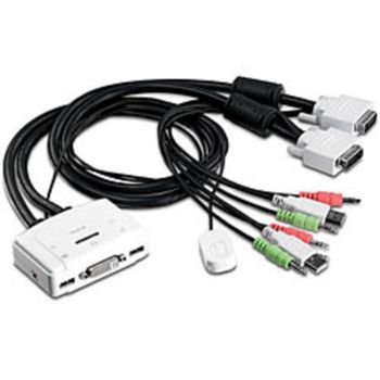 Conmutador KVM TRENDnet TK-214i USB DVI 2 PCs con audio y cable 1,45 m