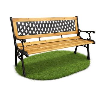 Banco de jardín negro mirt con madera lacada y patas de hierro fundido, ancho 127 cm