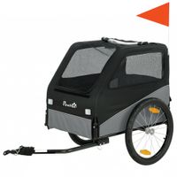 pawhut remolque para bicicleta para perro con ruedas de 508 cm acople universal reflectores bandera correa 139x72x88cm gris y negro