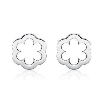 Pendientes flor de oro blanco de 14 quilates
