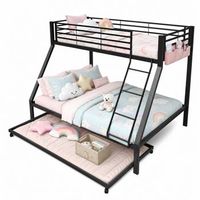 cama litera 3 plazas litera de metal negra con cama nido 90x190 soporta 550kg