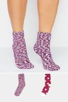 yours juego 2 pares calcetines textura rojos y morados