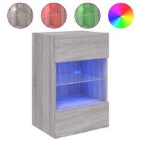 mueble de tv de pared con luces led gris sonoma 40x30x605 cm