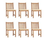sillas de jardin 6 unidades con cojines madera maciza de teca