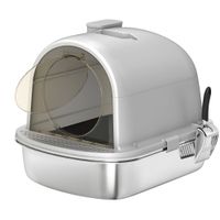 pawhut arenero para gatos de acero inoxidable con cubierto bolsa desodorizante pala facil de limpiar 524x413x399 cm gris