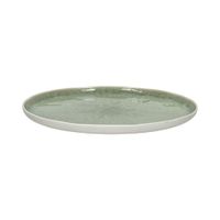 plato llano de porcelana blanca y verde palido