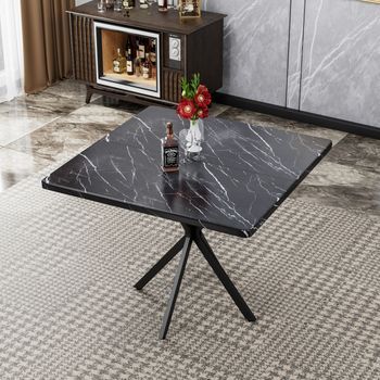 Mesa De Comedor Cuadrada - Mueble De Comedor - Mdf Y Metal - Negro (98x98x76.5cm)