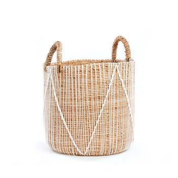 Cesta Macramé Bazar Bizar Con Costura Recta 35x35x40 Cm - Natural