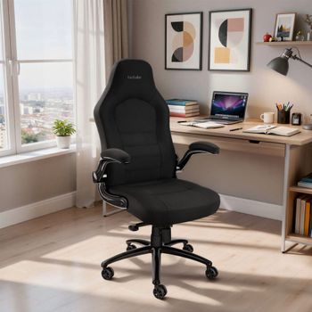 Silla oficina ergonómica tapizada ajustable negro 70x67cm