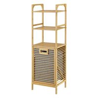 estanteria con cesto para la colada reclinable tidaholm bambu 118 x 40 x 31 cm gris natural encasa