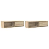 muebles de tv 2 uds  mueble de salon  mesa de tv roble sonoma 100x31x255cm madera ingenieria