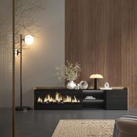 mueble tv efecto madera negro roble 212x35x50cm chimenea efecto fuego