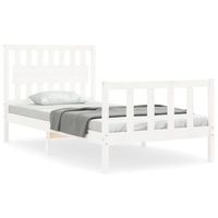 cama individual  cama para adultos  estructura de cama con cabecero madera maciza blanco 100x200 cm