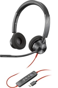 POLY Auriculares estéreo Blackwire 3320 con certificación Microsoft Teams USB-C + Adaptador USB-C/A