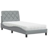 cama individual  cama para adultos  cama con colchon tela gris claro 90x200 cm