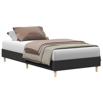 Cama Individual | Cama Para Adultos | Estructura De Cama Sin Colchón Madera Negra 90x200 Cm