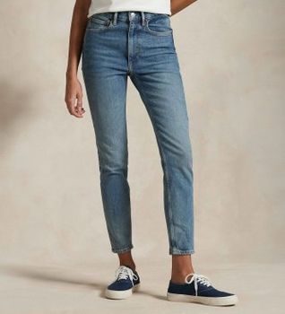 Polo Ralph Lauren para mujer. 211969391001 Jeans de Tiro Alto Super Slim azul (30/32), Casual, Algodón, Denim