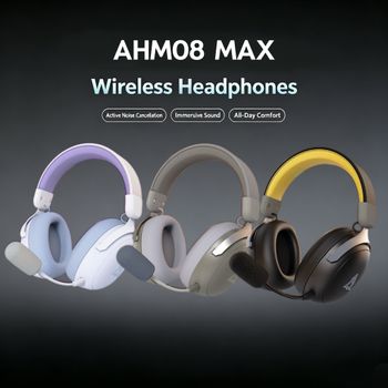 Audífonos Inalámbricos para Videojuegos Ajazz AHM08 MAX, Audífonos con Micrófono Incorporado, Tres Modos de Bajo Ruido, Batería de Larga Duración