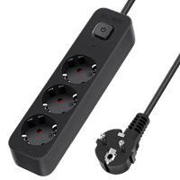 aigostar regleta enchufesr alargador enchufe de 3 enchufes con interruptorr cable de 3 metrosr negro