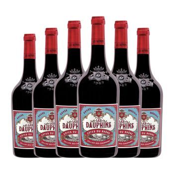 Vino Tinto Les Dauphins. Rouge Côtes 75 Cl 14% Vol. (pack De 6 Unidades)