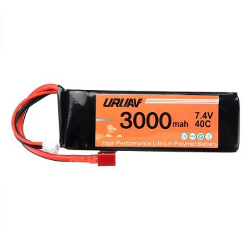 Batería URUAV 7.4V 3000mah 40C con enchufe T para WLtoys 144001 124018 124019 104001 124016 017 Pieza de coche de RC