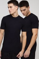pack de 2 camisetas basicas ajustadas al musculo con cuello de caja negro