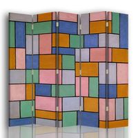 legendarte - biombo composicion en disonancias - theo van doesburg - separador de ambientes para interiores cm 180x170 5 paneles
