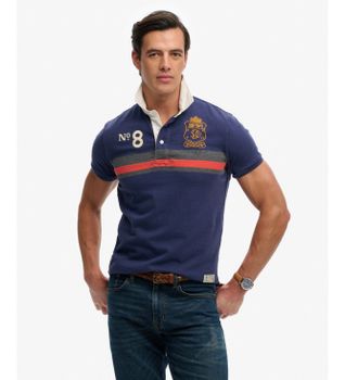 Superdry para hombre. M1110484A Polo Double Emblem marino (M), Casual, Algodón, Manga corta