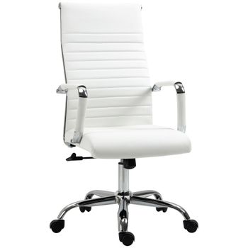 Vinsetto Silla de Escritorio Silla de Despacho Giratoria Basculante con Altura Ajustable Reposabrazos Blanco   Aosom España