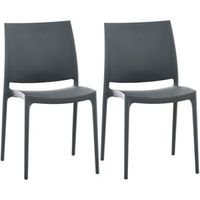 set de 2 sillas apilables maya plastico gris oscuro 50x44x81 cm clp