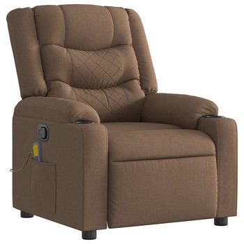 Sillón Reclinable Con Masaje De Tela Marrón Vidaxl