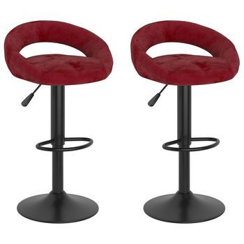 Taburetes De Cocina 2 Unidades Terciopelo Rojo Tinto Vidaxl