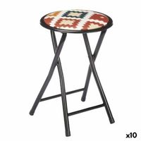 taburete plegable boho chic negro pvc metal 30 x 30 x 45 cm 10 unidades
