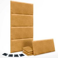 dhome juego de 8 paneles tapizados de lana ecologica pack autoadhesivos para pared acusticos absorbentes proteccion mostaza 50x30cm x8
