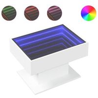 mesa de cafe - mesa de centro con luz led madera ingenieria blanca 70x50x45 cm