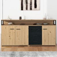 aparador - mueble de almacenaje - tablero de particulas - negro y marron 150x35x759cm