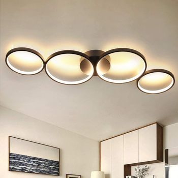 Nettlife Lámpara De Techo Led 37w 3000k Blanco Cálido Anillo Redondo Moderno Negro 89cm Lámpara De Escritorio De Diseño Para Dormitorio Sala De Estar