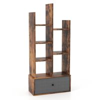 costway estanteria libreria de 7 niveles con cajon y 7 compartimentos estabteria de madera para sala de estar dormitorio 53 x 24 x 118 cm