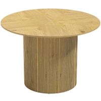 homcom mesa de comedor redonda moderna para 4-6 personas mesa de cocina de 110 cm con base cilindrica acanalada roble   aosom espana