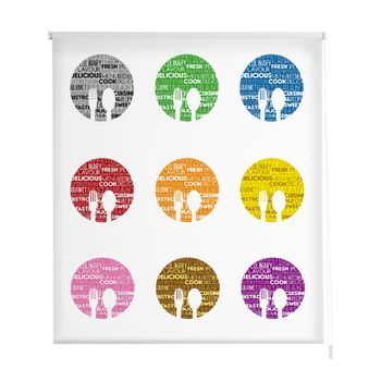 Estoralis - Estor Enrollable Translucido | Estampado Cocina | 130 X 180 Cm (ancho/alto) Tamaño Tela 127 X 175 Cm | C-1208 Unico
