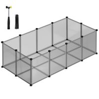 songmics valla para mascotas parque para cobayas con suelo recinto interior de plastico transparente para hamsters conejos erizos para animales pequenos 143 x 73 x 46 cm grisblanco