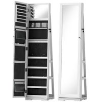 homcom espejo joyero giratorio 360 con cerradura y espejo pequeno incorporado 38x38x160 cm blanco   aosom espana