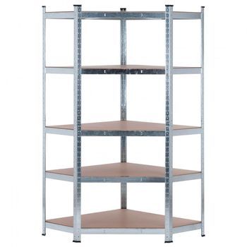 Estantería Metálica Esquinera Galvanizada | Nyana Home | 5 Baldas | 175 Kg Por Balda | Carga Total 875 Kg