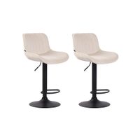 set de 2 taburetes de bar regulable en terciopelo crema