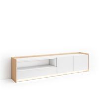mueble tv television muebles de salon almacenaje 207x50x37 cm para tv hasta 80 led estilo moderno blanco y roble soft