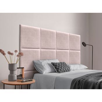 Dhome Cabecero Tapizado Para Camas De 120cm Compuesto De Paneles Autoadhesivos Intercambiables De Pana Premium Cama Lujo Dormitorio Acolchado (rosa