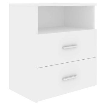 Mesita De Noche | Mesa Auxiliar | Mesilla Color Blanco 50x32x60 Cm