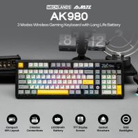 teclado mecanico inalambrico personalizable ajazz ak980 v2 de tres modos con intercambio en caliente para esports y gaming con letras laterales cableado e inalambrico