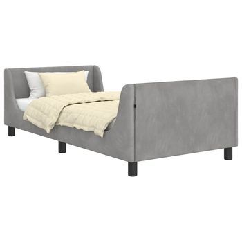 Cama Individual | Cama Para Niños Con Cabecero Gris Claro 90 X 200 Cm Terciopelo